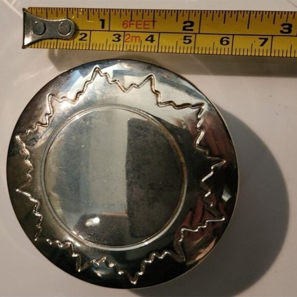 Silver-Tone Round Trinket Box With Sunburst Design & Velvet Lined Interior - Picture 6 of 6